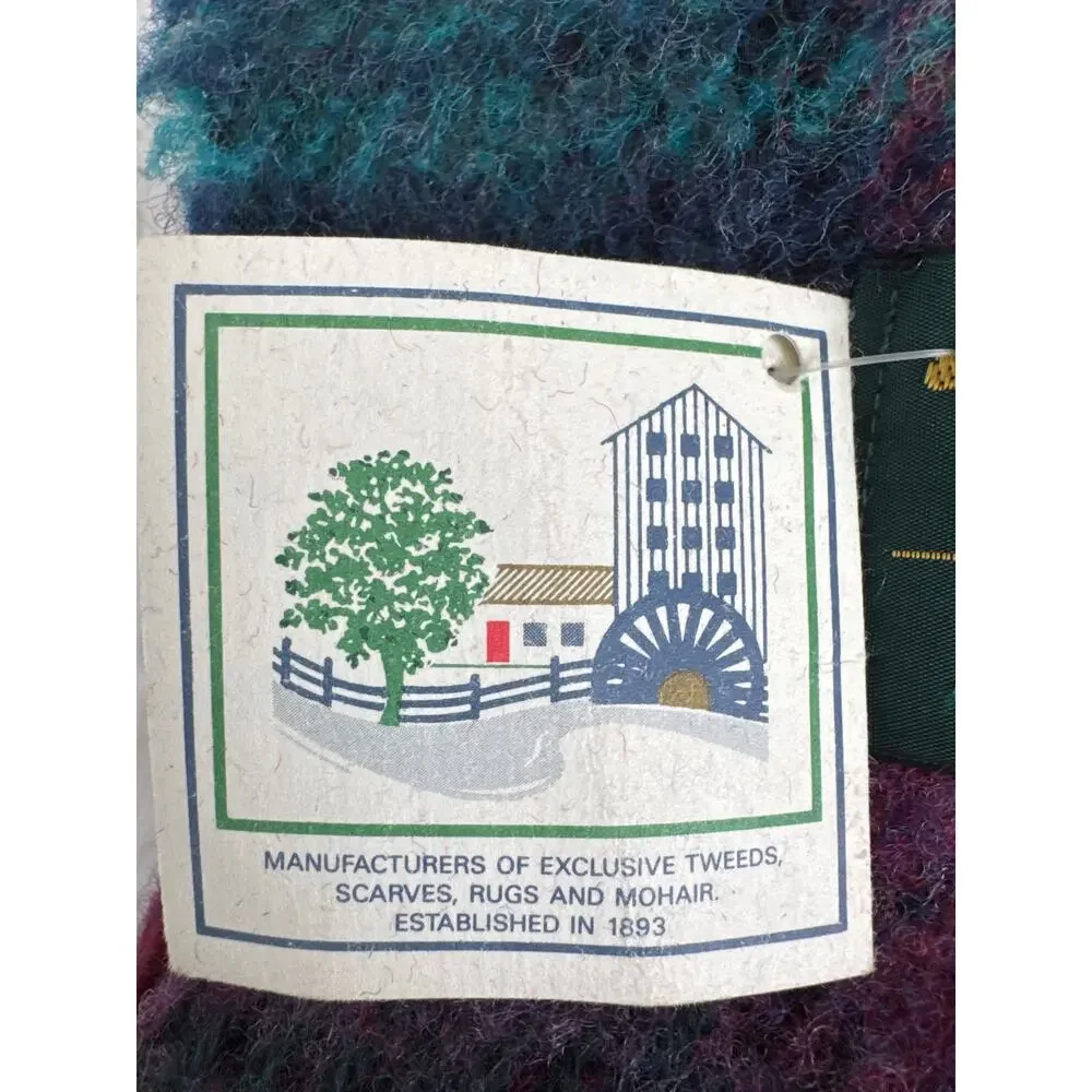 NWT Vintage John Hanley & Co L.T.D plus 90s woven fringed Plaid Wool Throw 54x40